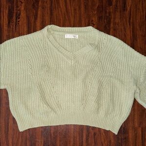 Womens Jon & Anna Light Green V-Neck Sweater